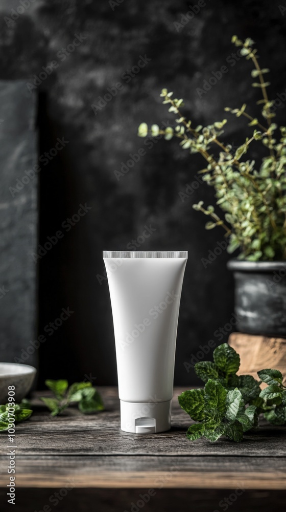 White Tube for Natural Beauty Products with Plants White Tube for Natural Beauty Products with Plants