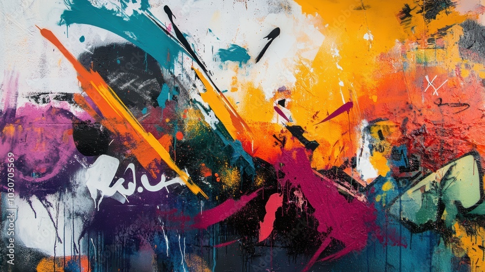 Abstract art, colorful, vibrant paint splatters. Abstract art, colorful, vibrant paint splatters.