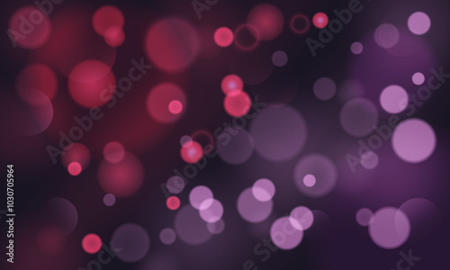 Pink and purple bokeh on a dark blurred background. A dreamy image of pink and purple circles. Imitation of light glare and glare of lanterns.
