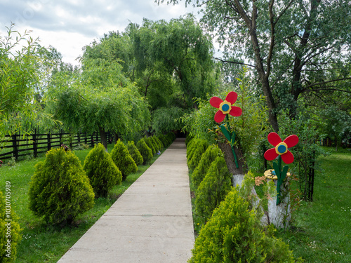 Gardens at Ghighiu Monastery, Romania photo