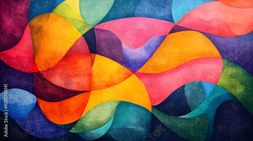 The vibrant multi colored background is freely drawn and has beautiful color contrasts.