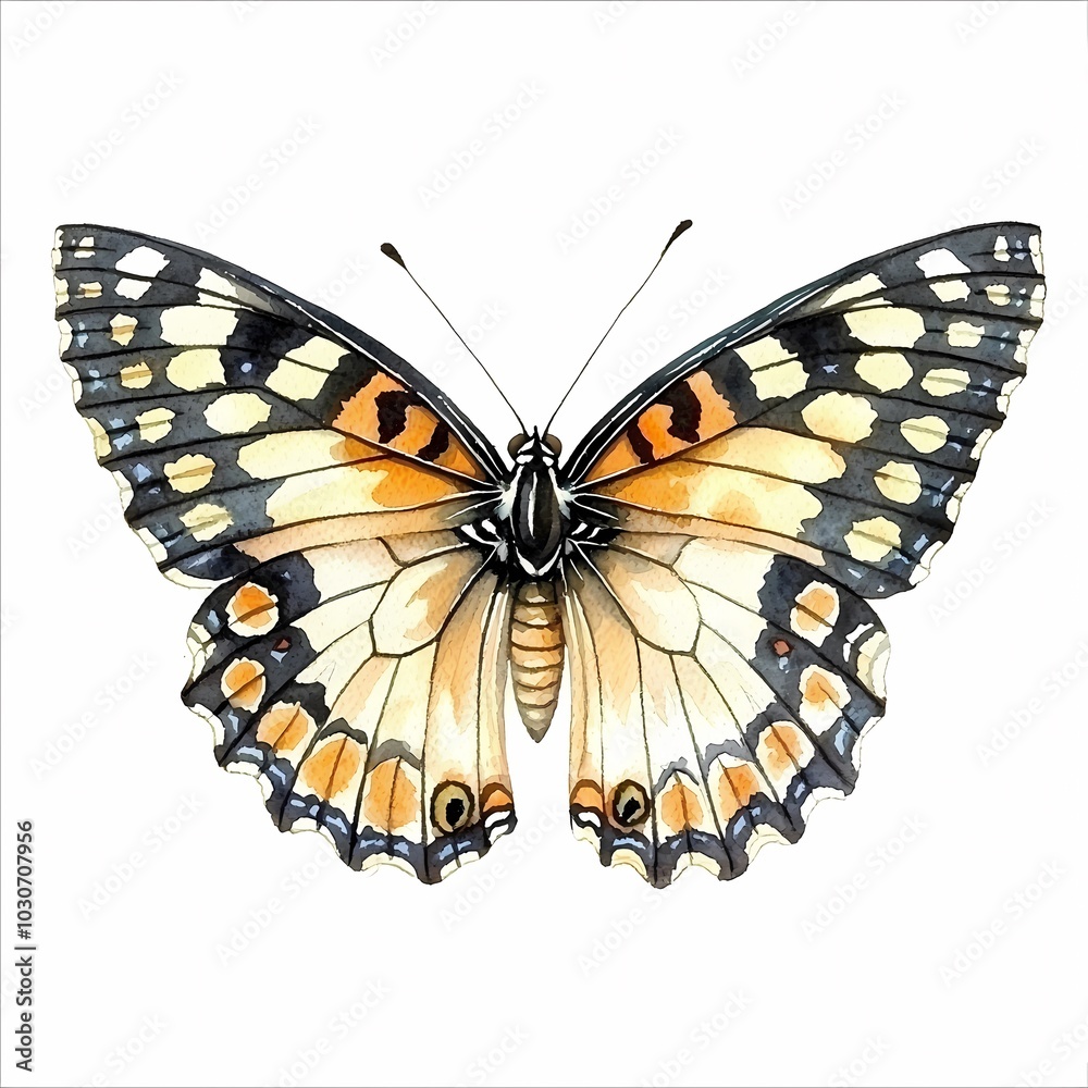Detailed Watercolor Painting of a Butterfly Detailed Watercolor Painting of a Butterfly