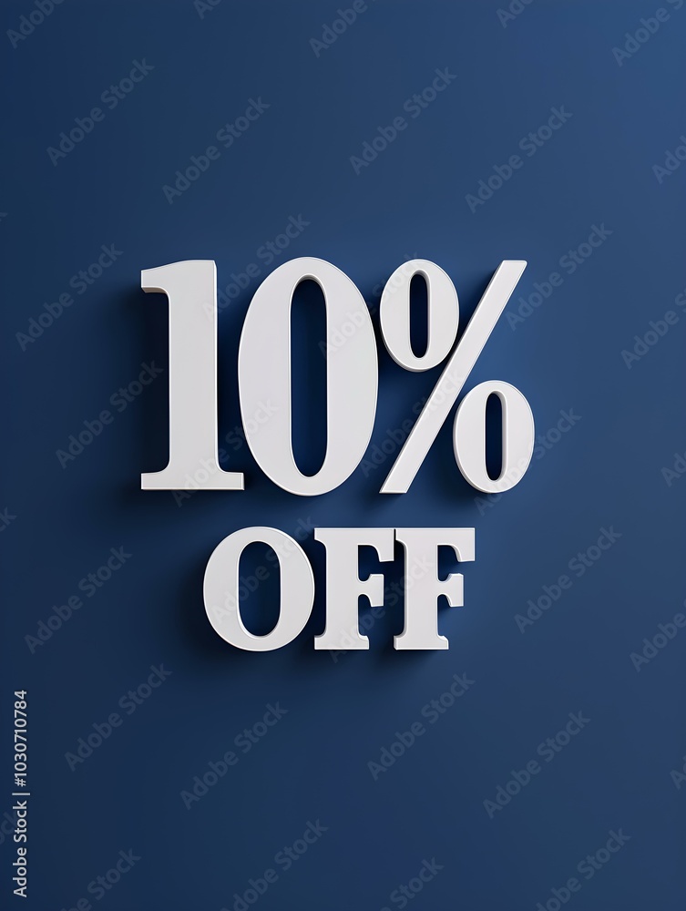 White '10% OFF' Promotional Sign on a Navy Blue Background White '10% OFF' Promotional Sign on a Navy Blue Background