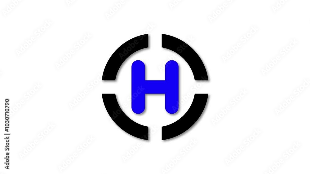 Letter H logo. Helipad icon flat design animation. Letter H logo. Helipad icon flat design animation.