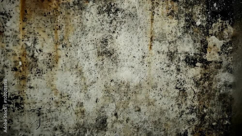 A weathered concrete wall with dark stains and splatter marks, showing signs of age and exposure to the elements A weathered concrete wall with dark stains and splatter marks, showing signs of age and exposure to the elements
