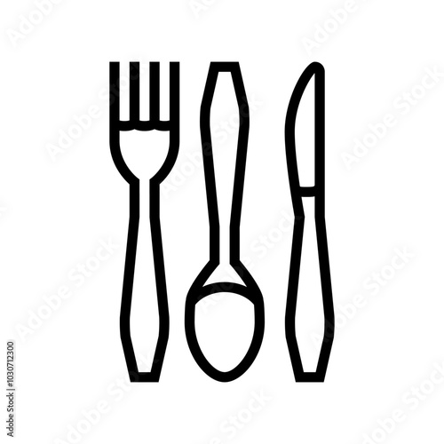 disposable cutlery plastic package line icon vector. disposable cutlery plastic package sign. isolated contour symbol black illustration