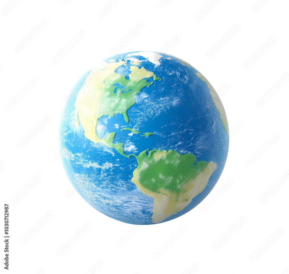 Fototapeta premium 3d earth planet world globe icon isolated on transparent background. PNG file, cut out
