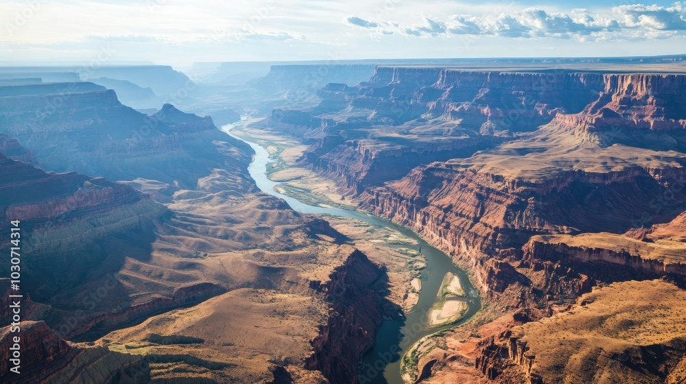 Aerial view of the Colorado River winding through the Grand Canyon, with space for text above Aerial view of the Colorado River winding through the Grand Canyon, with space for text above
