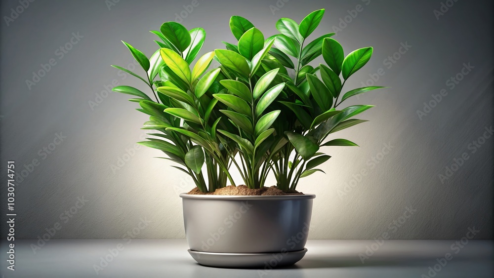 Large ZZ Plant in Modern Pot Isolated on Transparent Background - High Dynamic Range Image Large ZZ Plant in Modern Pot Isolated on Transparent Background - High Dynamic Range Image