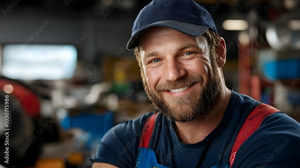 A skilled and hardworking mechanic covered in oil smiles proudly while repairing a classic vintage car in his workshop The scene captures the satisfaction and joy of a professional at work A skilled and hardworking mechanic covered in oil smiles proudly while repairing a classic vintage car in his workshop The scene captures the satisfaction and joy of a professional at work