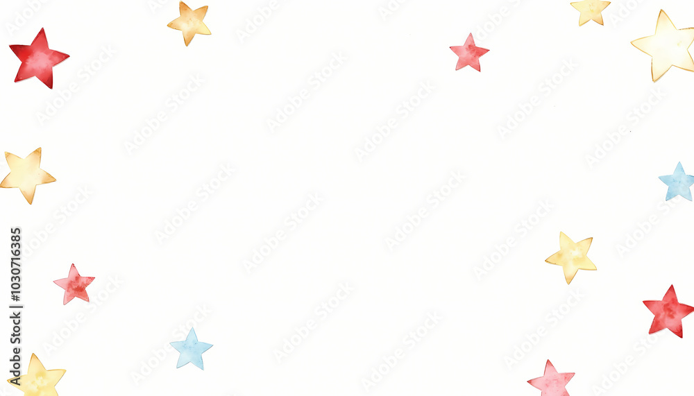 Colorful stars on a white background with copy space, watercolor illustration, ideal for celebratory and festive designs. Colorful stars on a white background with copy space, watercolor illustration, ideal for celebratory and festive designs.