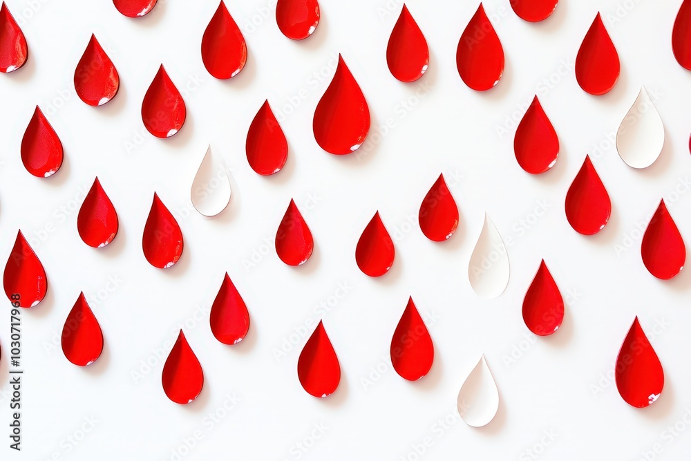 Abstract Red and White Drops on a White Background Abstract Red and White Drops on a White Background