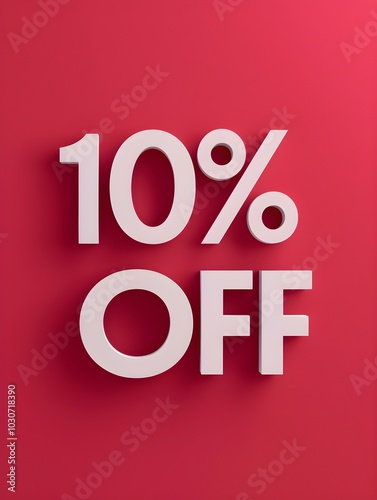 White '10% OFF' Promotional Sign on a Ruby Background