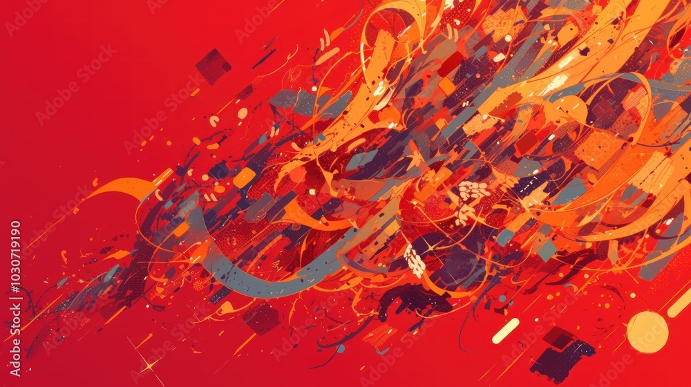 Abstract Art with Red, Orange, and Yellow Hues