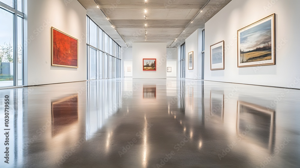 126. A polished concrete space in a modern gallery 126. A polished concrete space in a modern gallery