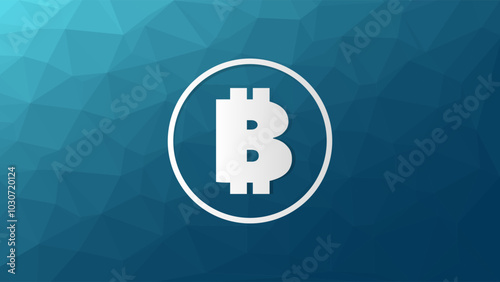 Bitcoin cryptocurrency circle symbol. Blockchain technology. Virtual money icon for business, finance, digital global trade, payment, worldwide, exchange. Triangle abstract vector background