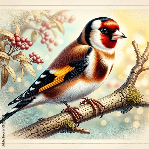 Portrait of Goldfinch, carduelis carduelis photo