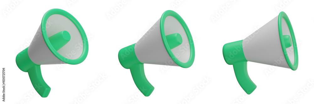 © Pijug - set of megaphone with transparent background, PNG, green megaphone, 3d loudspeaker © Pijug - set of megaphone with transparent background, PNG, green megaphone, 3d loudspeaker