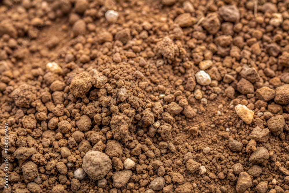 Close-up of soil with stones and dirt texture Close-up of soil with stones and dirt texture