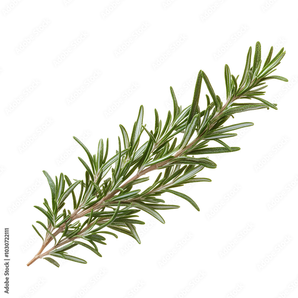 Fototapeta premium Fresh Sprig of Rosemary Isolated on Black Background