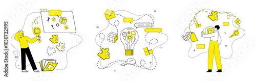Wallpaper Mural Thought experiment vector illustration. The thought experiment metaphor lights way for scientific exploration and success Intelligence and discovery entwine, weaving intricate tapestry Torontodigital.ca