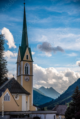 Church in Tyrol in Austria overlooking the Tyrolean Alps