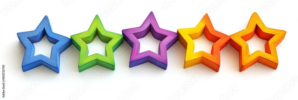 A cute star-shaped photo frame in vibrant colors, isolated against a white background, perfect for children's artwork display A cute star-shaped photo frame in vibrant colors, isolated against a white background, perfect for children's artwork display