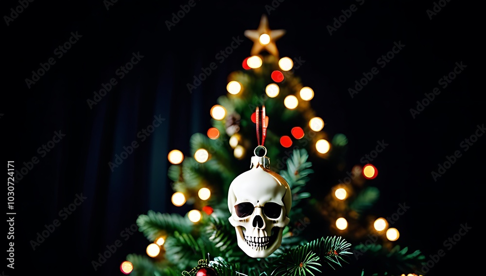 spooky christmas tree festive halloween skull eerie ornament decoration spooky christmas tree festive halloween skull eerie ornament decoration
