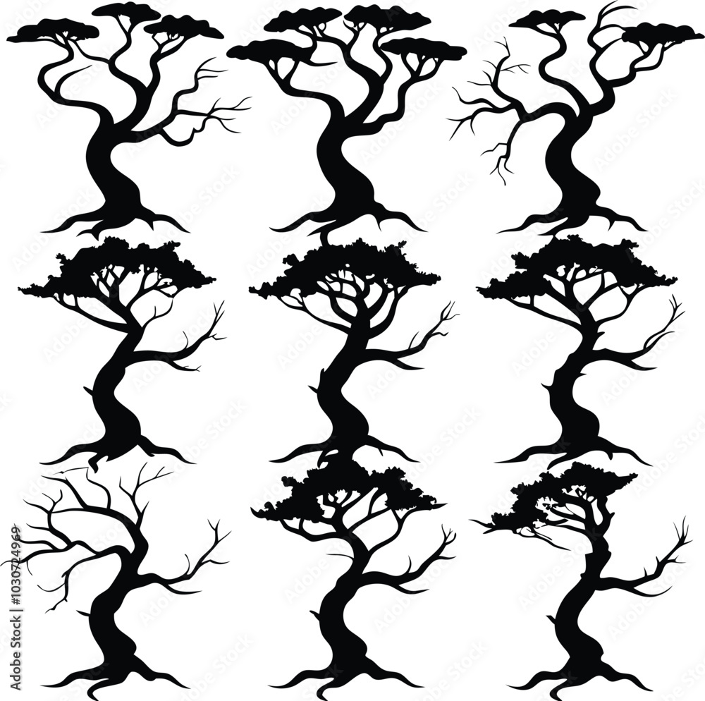 Elm tree silhouette vector Design for graphics collection. Elm tree silhouette vector Design for graphics collection.