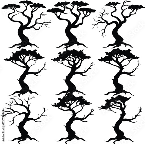 Elm tree silhouette vector Design for graphics collection.