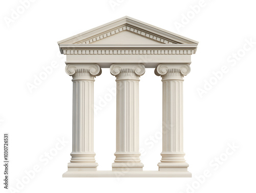 Greek style pillars isolated on transparent or white background, png