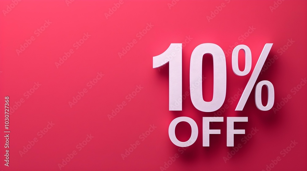 White '10% OFF' Promotional Sign on a Burgundy Background with Copy Space White '10% OFF' Promotional Sign on a Burgundy Background with Copy Space