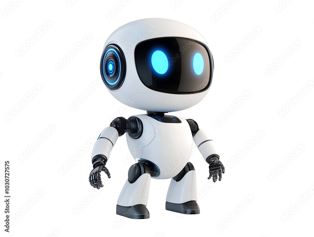 Futuristic robot isolated on transparent or white background, png