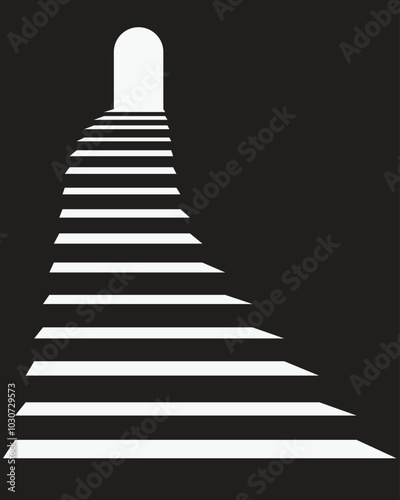Silhouette of stairs leading to door