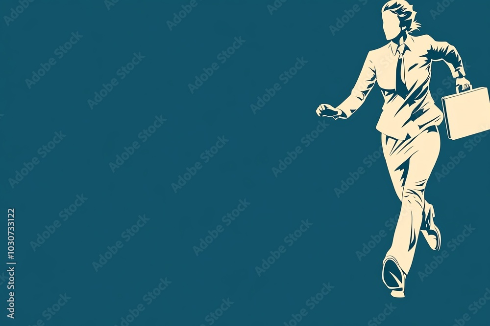 Silhouette of a businessperson running with a briefcase, symbolizing urgency and determination against a teal background. Silhouette of a businessperson running with a briefcase, symbolizing urgency and determination against a teal background.