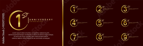 anniversary logo set. vector design gold and golden color for celebration event