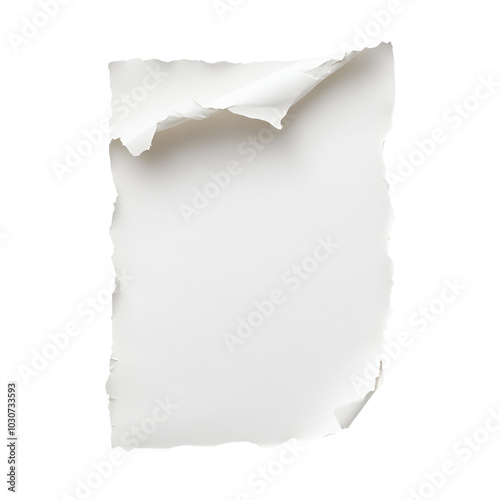 Torn Paper Texture White Background Blank Sheet