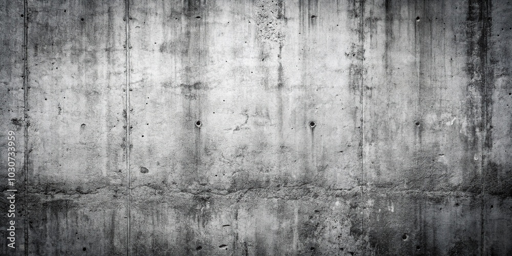 Fototapeta premium Forced perspective grunge concrete wall texture background in black and white color