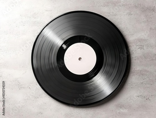 Matte black vinyl record with no label, laying on a concrete surface, offering a raw, industrial feel for album artwork mockups