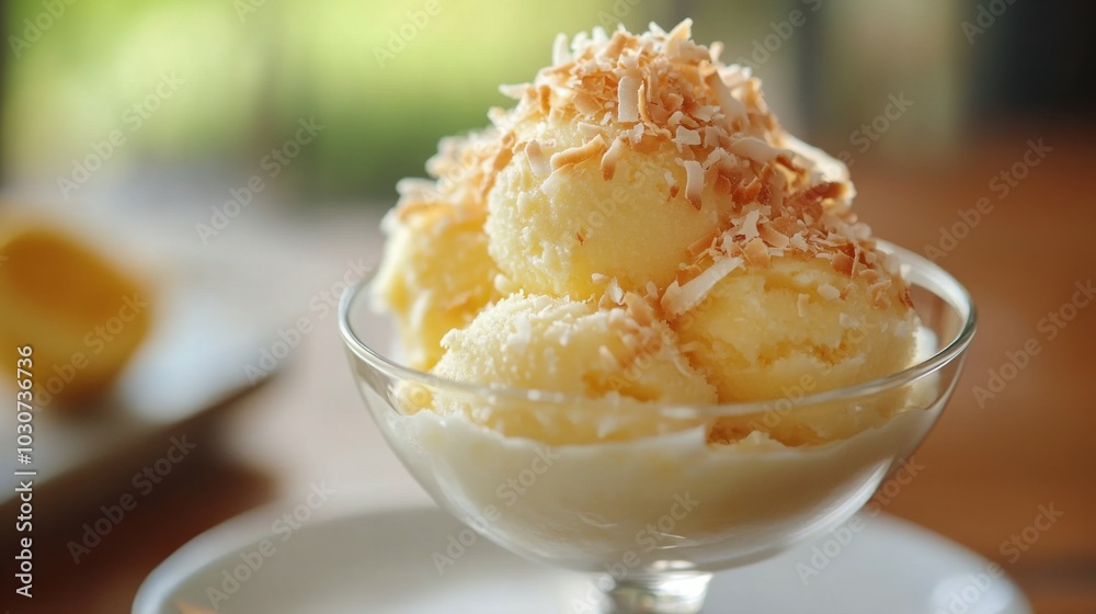 Refreshing Coconut Sorbet with Passionfruit Topping