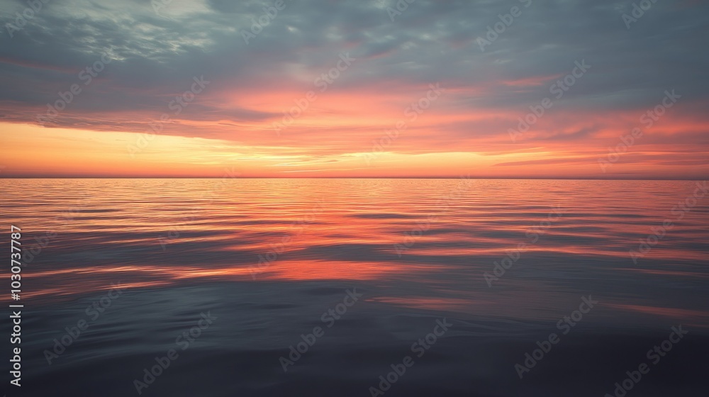 Quiet sunset over the calm waters of Lake Michigan, with room for copy in the sky Quiet sunset over the calm waters of Lake Michigan, with room for copy in the sky