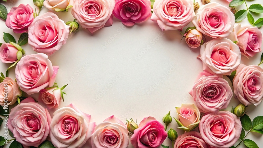 frame of roses weaving on a white paper background frame of roses weaving on a white paper background