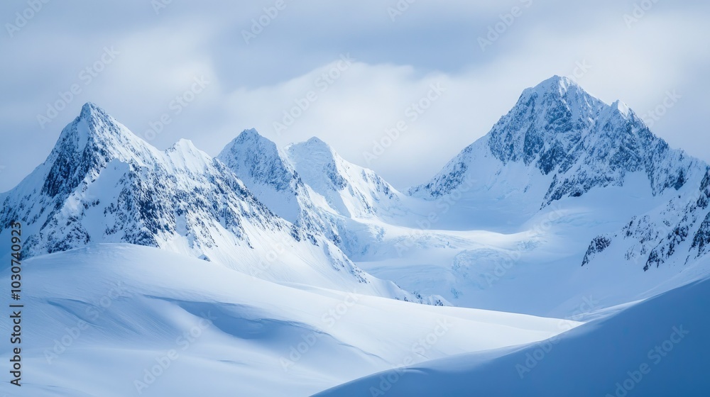 Snowy peaks of the Alaska Range with a blank sky for copy space Snowy peaks of the Alaska Range with a blank sky for copy space