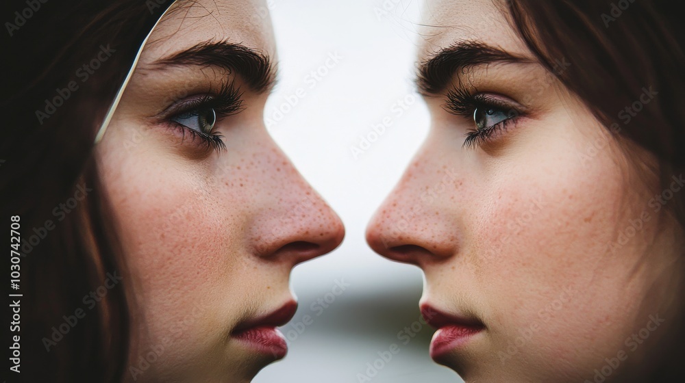 Captivating Portrait of Mirror Image Faces Captivating Portrait of Mirror Image Faces