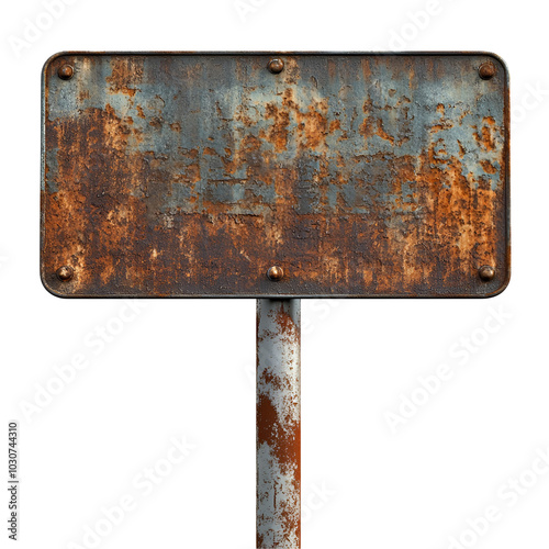 Rusty Metal Signpost with Blank Surface photo