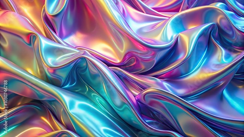 Iridescent glossy surface background with asymmetrical design