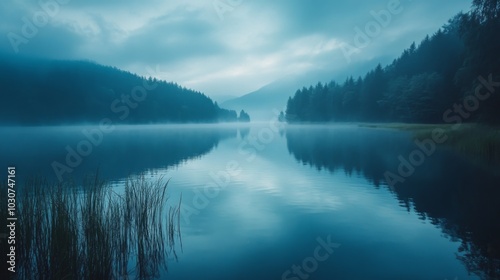 Misty Lake Landscape