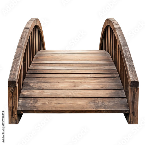 Wallpaper Mural A rustic wooden bridge with a curved arch, perfect for connecting pathways in gardens or natural landscapes. Torontodigital.ca