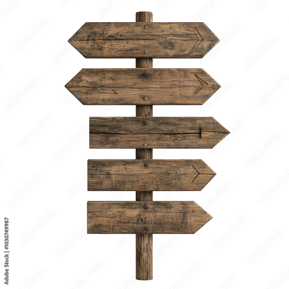 A rustic wooden signpost with multiple directional arrows indicating various paths or locations, perfect for outdoor themes. A rustic wooden signpost with multiple directional arrows indicating various paths or locations, perfect for outdoor themes.