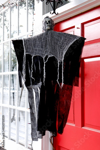 Принти на полотні Halloween Decoration Ghastly Skeleton Ghost in Black